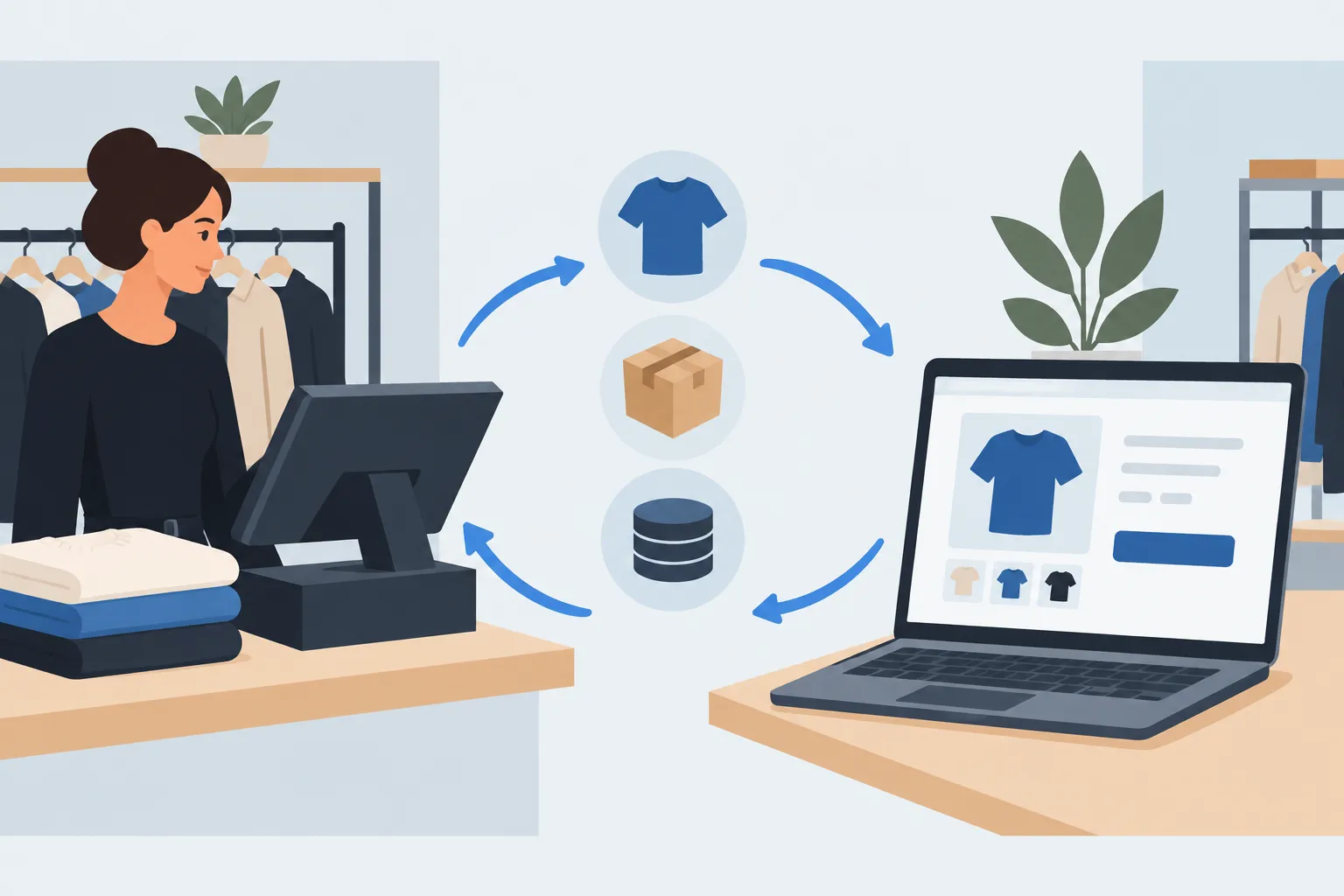 Welke gegevens wisselen winkel en webshop uit?
