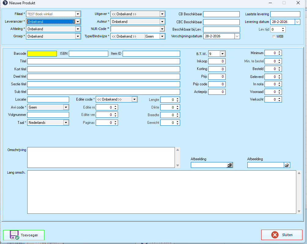 Product toevoegen, kassasysteem